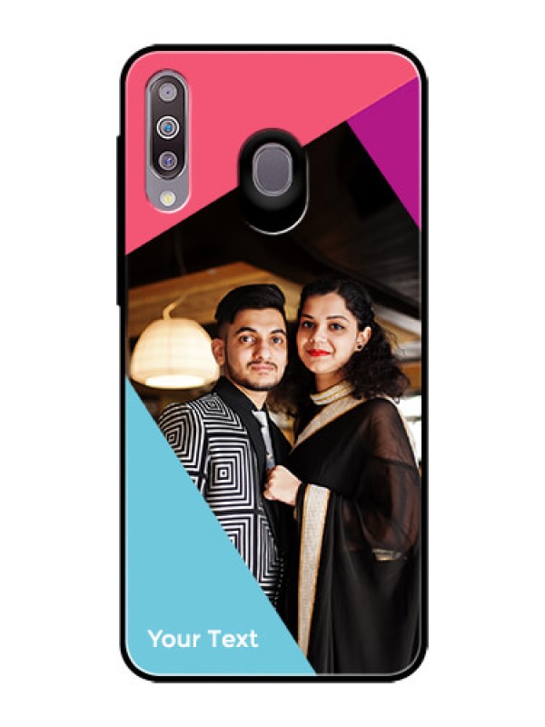Custom Galaxy M30 Custom Glass Mobile Case - Stacked Triple colour Design