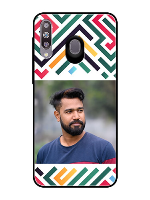 Custom Galaxy M30 Personalized Glass Phone Case - Colorful Maze Pattern Design