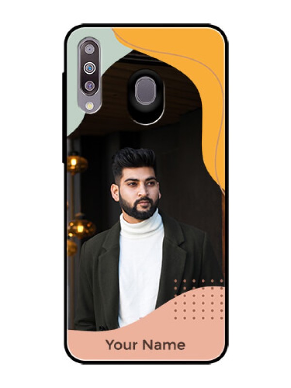 Custom Galaxy M30 Personalized Glass Phone Case - Tri-coloured overlay design