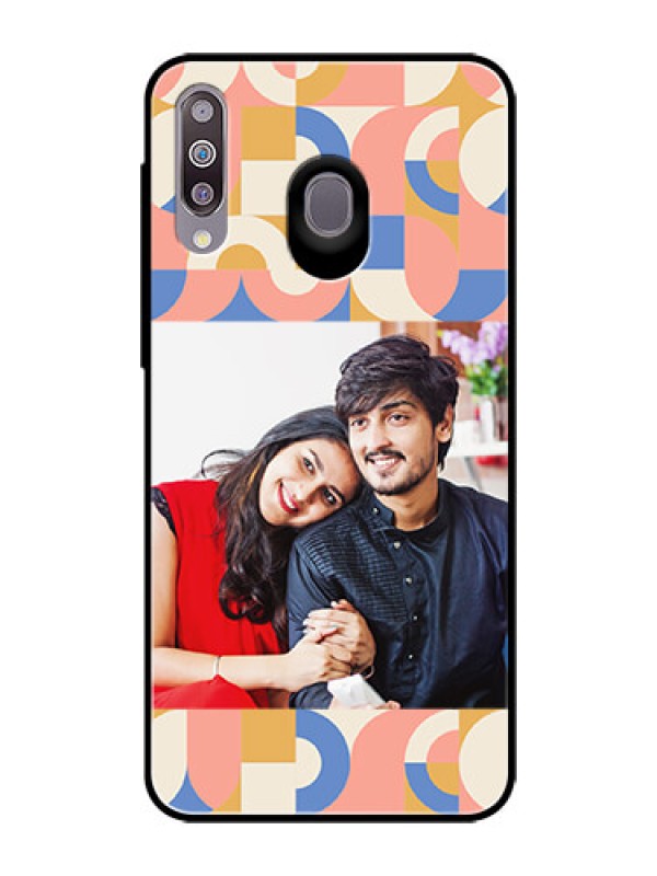 Custom Galaxy M30 Photo Printing on Glass Case - Semi-circle Maze Pattern Design