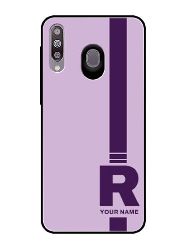 Custom Galaxy M30 Photo Printing on Glass Case - Simple dual tone stripe with name Design