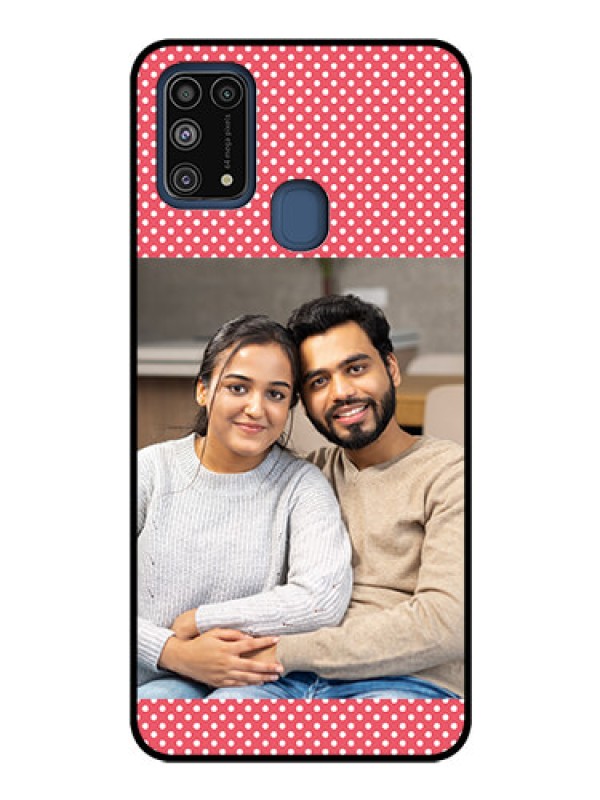 Custom Galaxy M31 Custom Glass Phone Case  - White Dotted Design