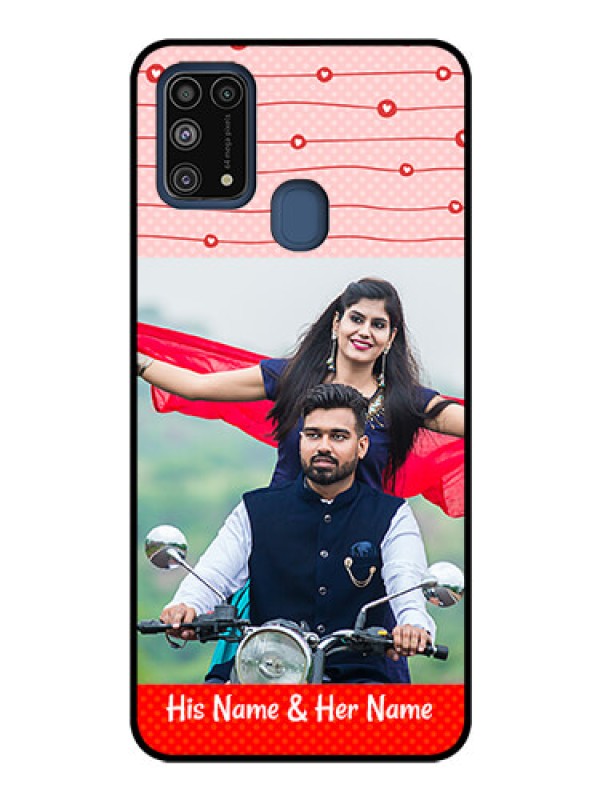 Custom Galaxy M31 Personalized Glass Phone Case  - Red Pattern Case Design