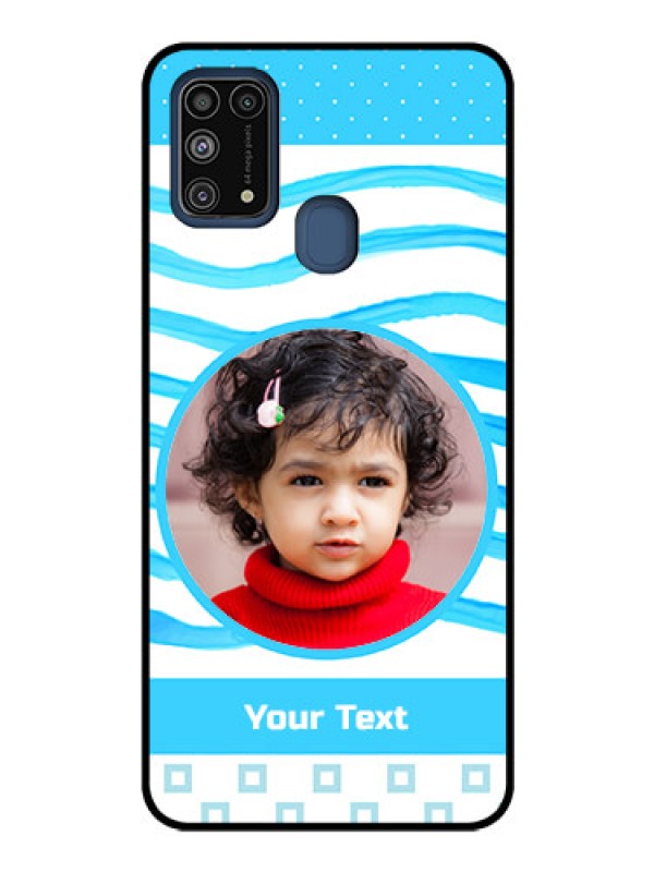 Custom Galaxy M31 Custom Glass Phone Case  - Simple Blue Case Design