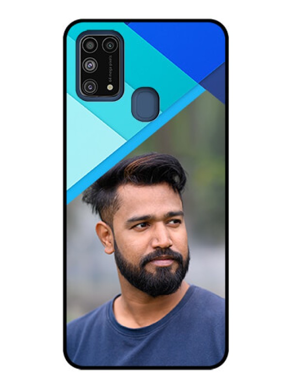 Custom Galaxy M31 Custom Glass Phone Case  - Blue Pattern Design