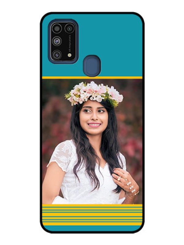 Custom Galaxy M31 Custom Glass Phone Case  - Yellow & Blue Design 