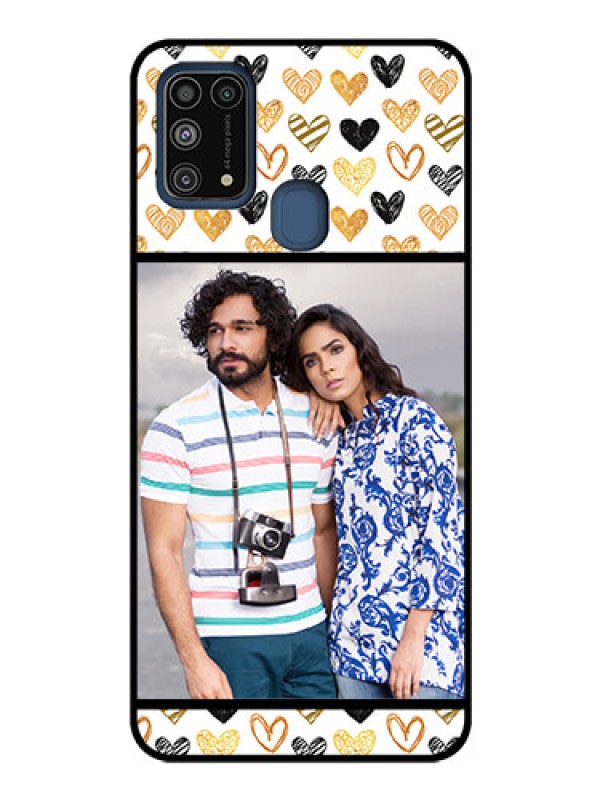 Custom Galaxy M31 Photo Printing on Glass Case  - Love Symbol Design