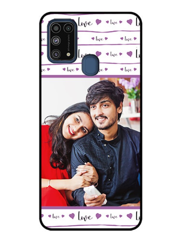 Custom Galaxy M31 Custom Glass Mobile Case  - Couples Heart Design