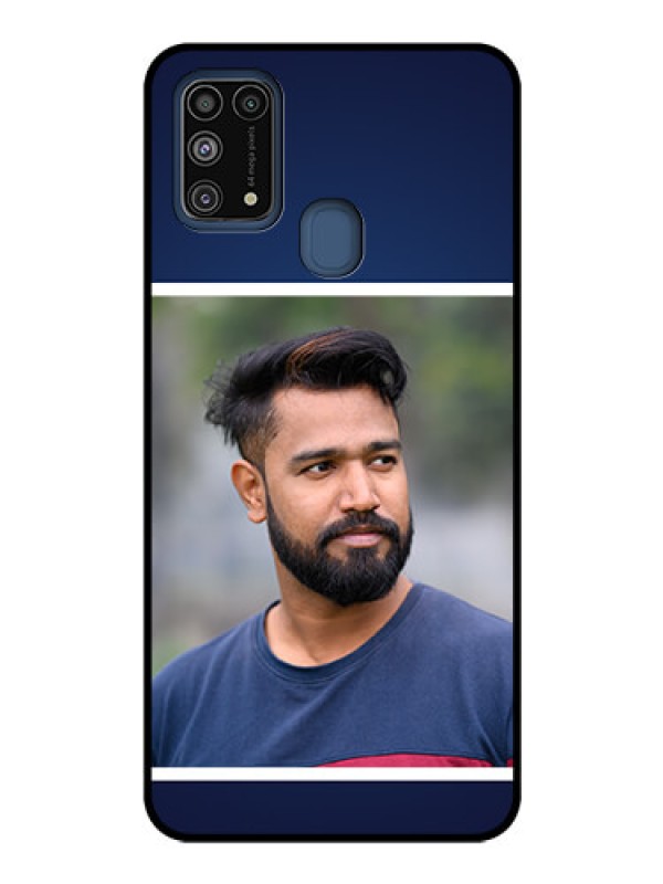 Custom Galaxy M31 Personalized Glass Phone Case  - Simple Royal Blue Design