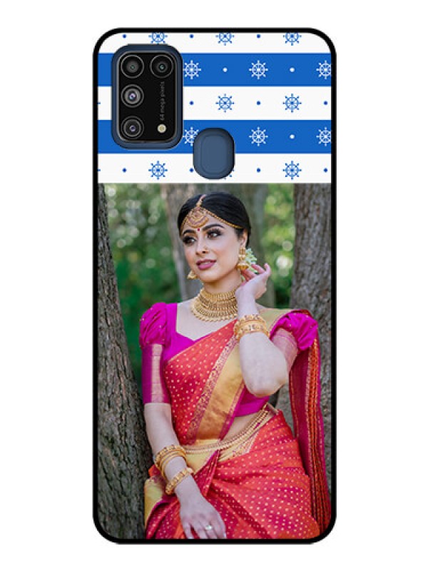 Custom Galaxy M31 Photo Printing on Glass Case  - Snow Pattern Design