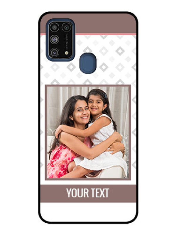 Custom Galaxy M31 Photo Printing on Glass Case  - Simple Diamond Design