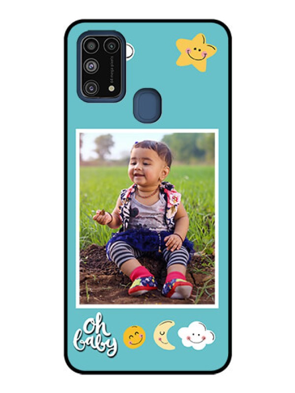 Custom Galaxy M31 Personalized Glass Phone Case  - Smiley Kids Stars Design