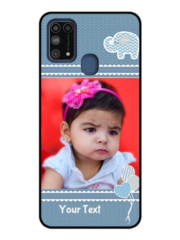 Custom Galaxy M31 Photo Printing on Glass Case  - with Kids Pattern Design