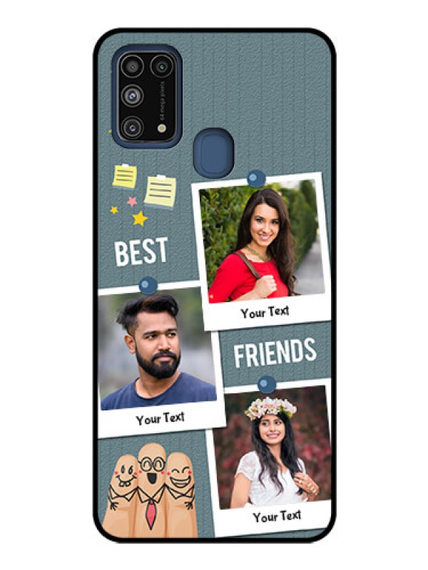 Custom Galaxy M31 Personalized Glass Phone Case  - Sticky Frames and Friendship Design