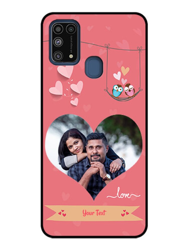 Custom Galaxy M31 Personalized Glass Phone Case  - Peach Color Love Design 