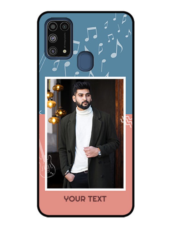 Custom Galaxy M31 Photo Printing on Glass Case  - with Color Musical Note Design