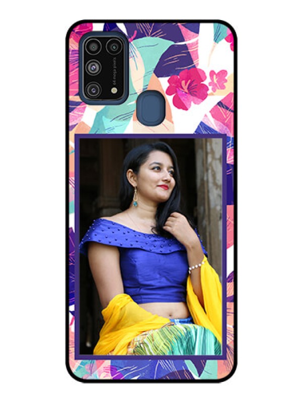 Custom Galaxy M31 Custom Glass Mobile Case  - Abstract Floral Design