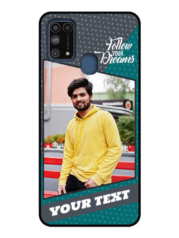 Custom Galaxy M31 Personalized Glass Phone Case  - Background Pattern Design with Quote