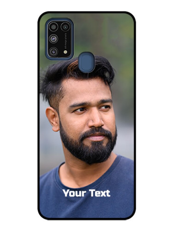Custom Galaxy M31 Glass Mobile Cover: Photo with Text