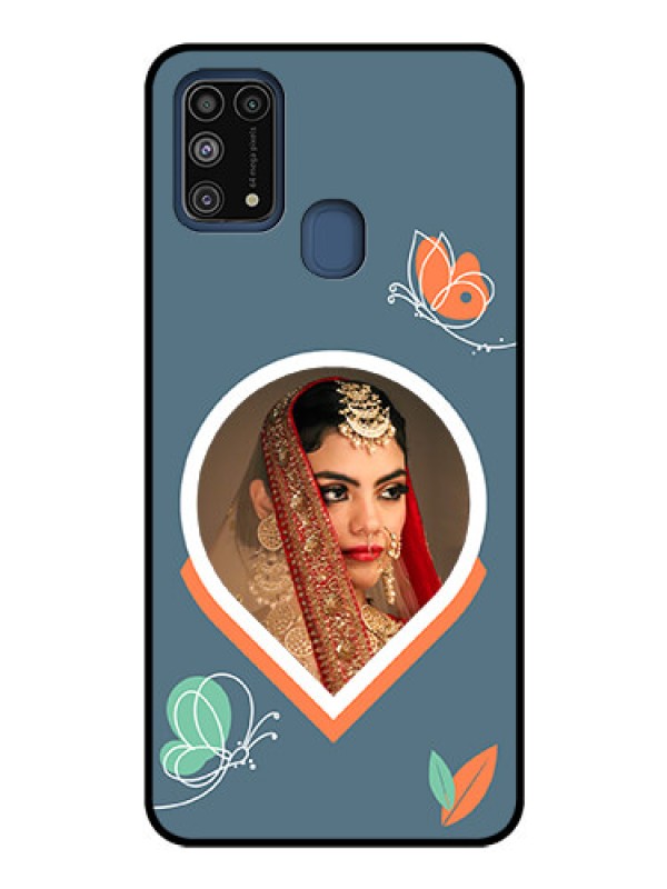 Custom Galaxy M31 Custom Glass Mobile Case - Droplet Butterflies Design