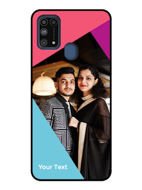 Custom Galaxy M31 Custom Glass Mobile Case - Stacked Triple colour Design