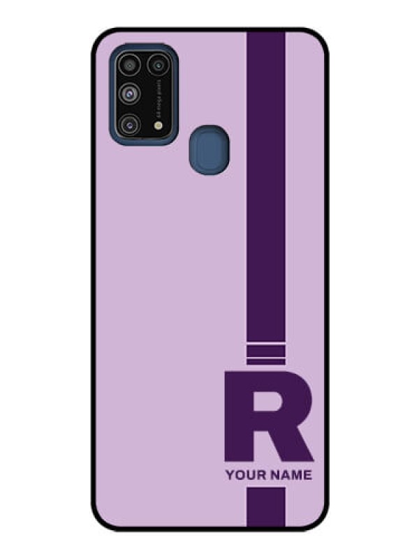 Custom Galaxy M31 Photo Printing on Glass Case - Simple dual tone stripe with name Design