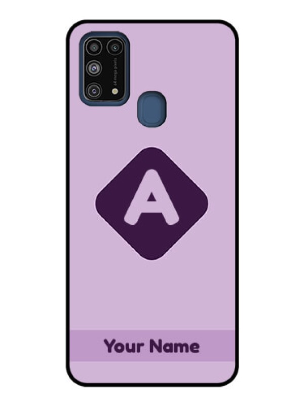Custom Galaxy M31 Custom Glass Mobile Case - Custom Letter in curved badge Design