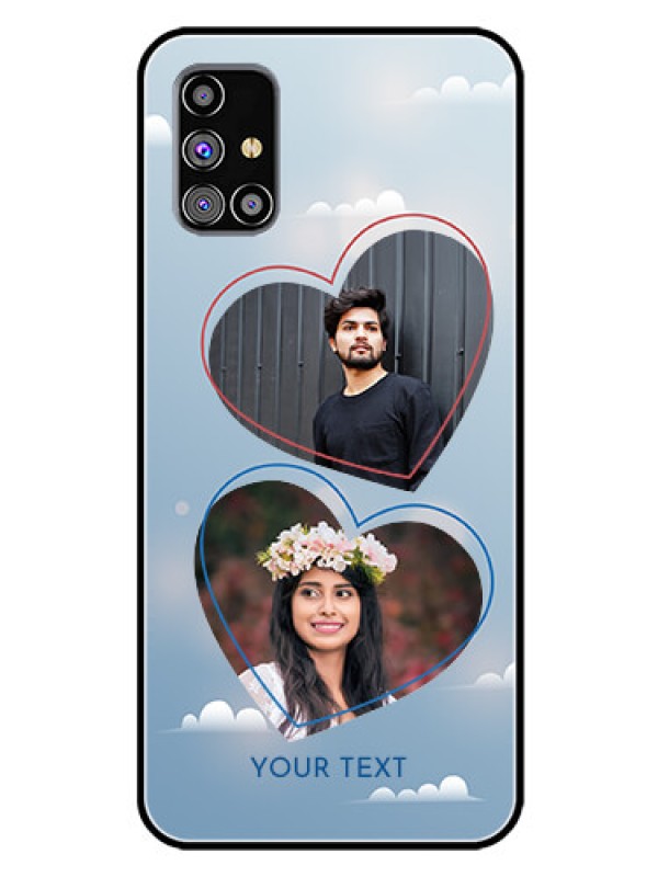 Custom Galaxy M31S Custom Glass Mobile Case  - Blue Color Couple Design 