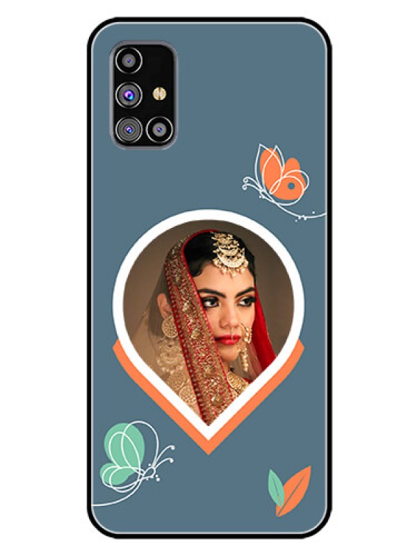 Custom Galaxy M31S Custom Glass Mobile Case - Droplet Butterflies Design