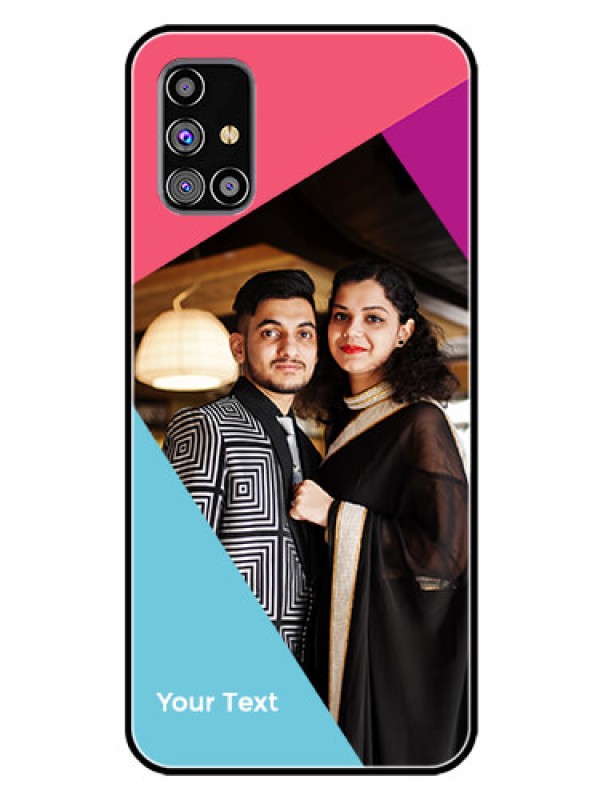 Custom Galaxy M31S Custom Glass Mobile Case - Stacked Triple colour Design