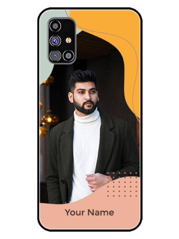 Custom Galaxy M31S Personalized Glass Phone Case - Tri-coloured overlay design