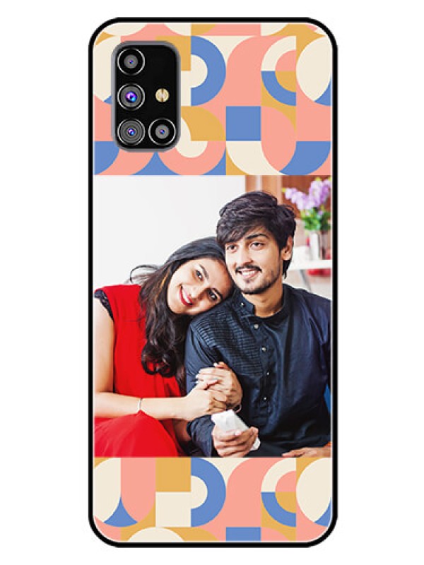 Custom Galaxy M31S Photo Printing on Glass Case - Semi-circle Maze Pattern Design