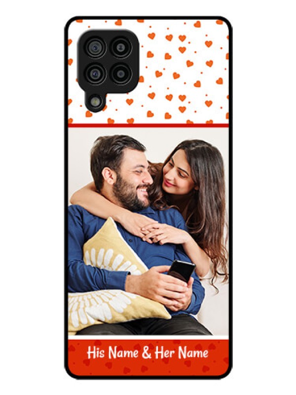 Custom Galaxy M32 4G Prime Edition Custom Glass Phone Case - Orange Love Symbol Design