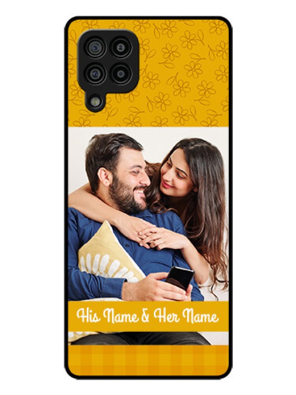 Custom Galaxy M32 4G Prime Edition Custom Glass Mobile Case - Yellow Floral Design