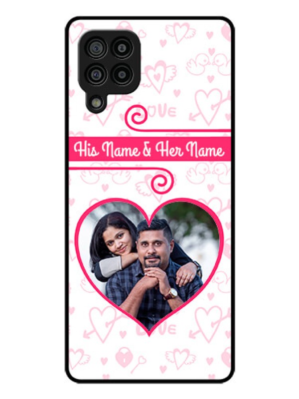 Custom Galaxy M32 4G Prime Edition Personalized Glass Phone Case - Heart Shape Love Design