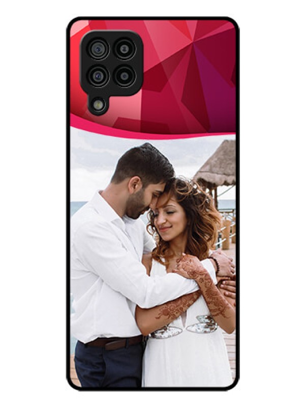 Custom Galaxy M32 4G Prime Edition Custom Glass Mobile Case - Red Abstract Design