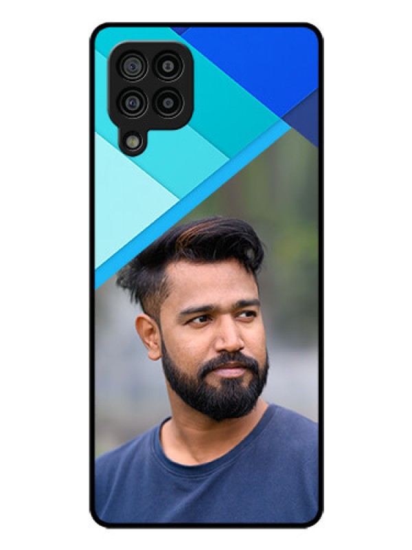 Custom Galaxy M32 4G Prime Edition Custom Glass Phone Case - Blue Pattern Design