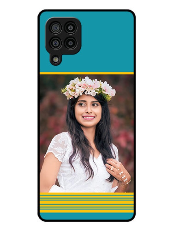 Custom Galaxy M32 4G Prime Edition Custom Glass Phone Case - Yellow & Blue Design