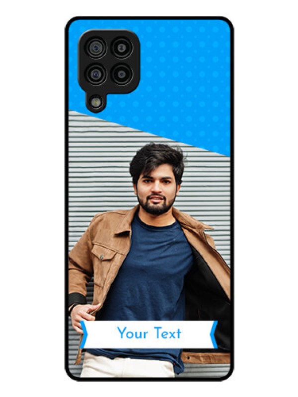 Custom Galaxy M32 4G Prime Edition Photo Printing on Glass Case - Simple Blue Color Design