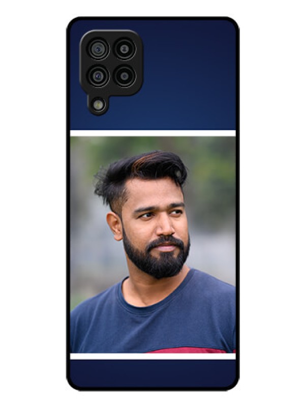 Custom Galaxy M32 4G Prime Edition Personalized Glass Phone Case - Simple Royal Blue Design