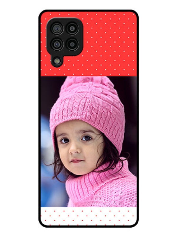 Custom Galaxy M32 4G Prime Edition Photo Printing on Glass Case - Red Pattern Design
