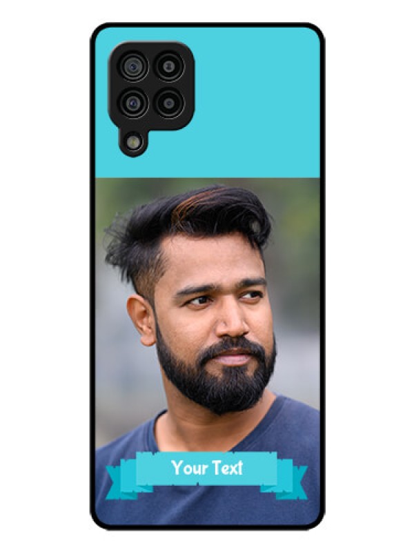 Custom Galaxy M32 4G Prime Edition Personalized Glass Phone Case - Simple Blue Color Design