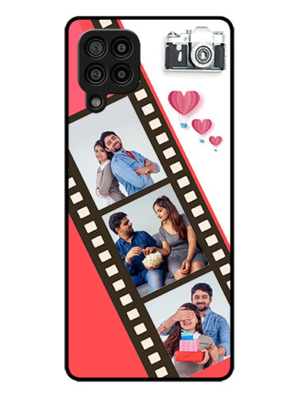 Custom Galaxy M32 4G Prime Edition Personalized Glass Phone Case - 3 Image Holder with Film Reel