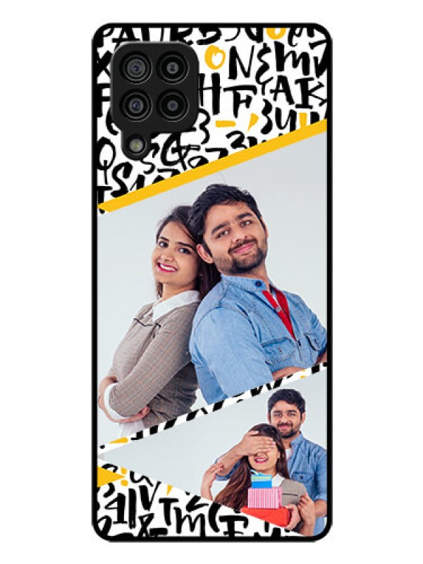 Custom Galaxy M32 4G Prime Edition Custom Glass Mobile Case - Letters Pattern Design