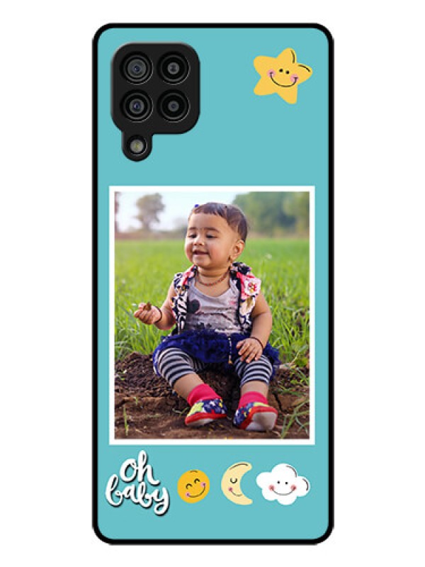 Custom Galaxy M32 4G Prime Edition Personalized Glass Phone Case - Smiley Kids Stars Design