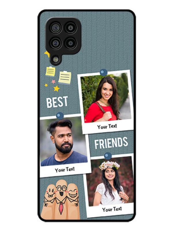 Custom Galaxy M32 4G Prime Edition Personalized Glass Phone Case - Sticky Frames and Friendship Design