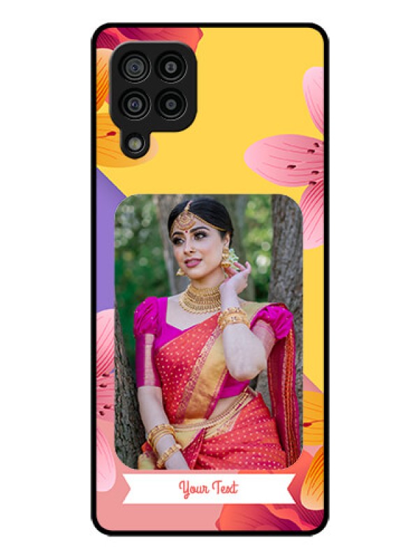 Custom Galaxy M32 4G Prime Edition Custom Glass Mobile Case - 3 Image With Vintage Floral Design