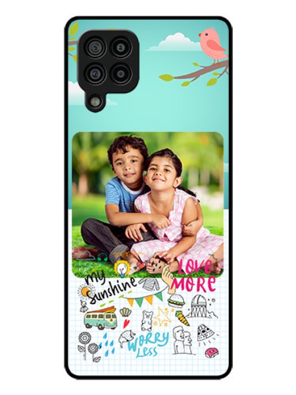 Custom Galaxy M32 4G Prime Edition Photo Printing on Glass Case - Doodle love Design