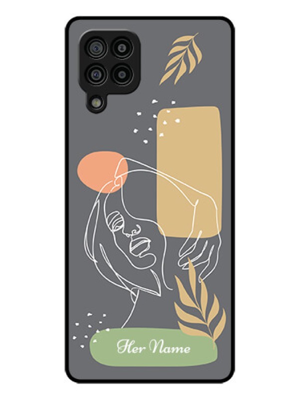 Custom Galaxy M32 4G Prime Edition Custom Glass Phone Case - Gazing Woman line art Design