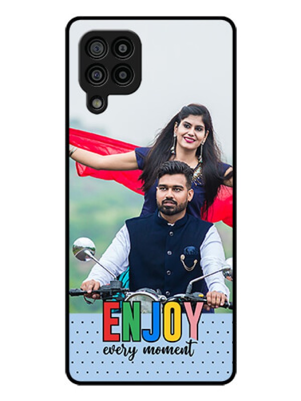 Custom Galaxy M32 4G Prime Edition Photo Printing on Glass Case - Enjoy Every Moment Design